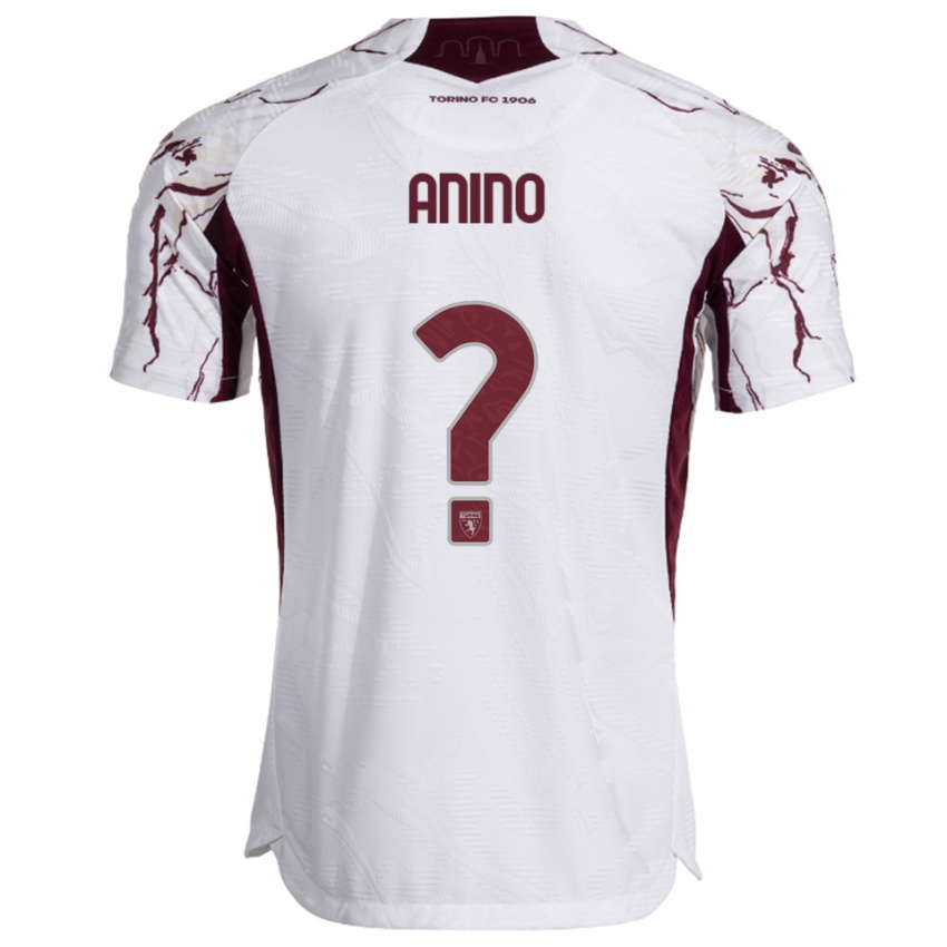 ילדים ריקרדו אנינו #0 לבן בורגונדי הרחק ג'רזי 2025/26 חולצה קצרה