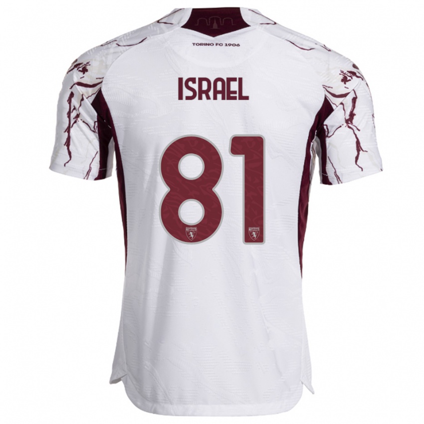ילדים פרנקו ישראל #81 לבן בורגונדי הרחק ג'רזי 2025/26 חולצה קצרה