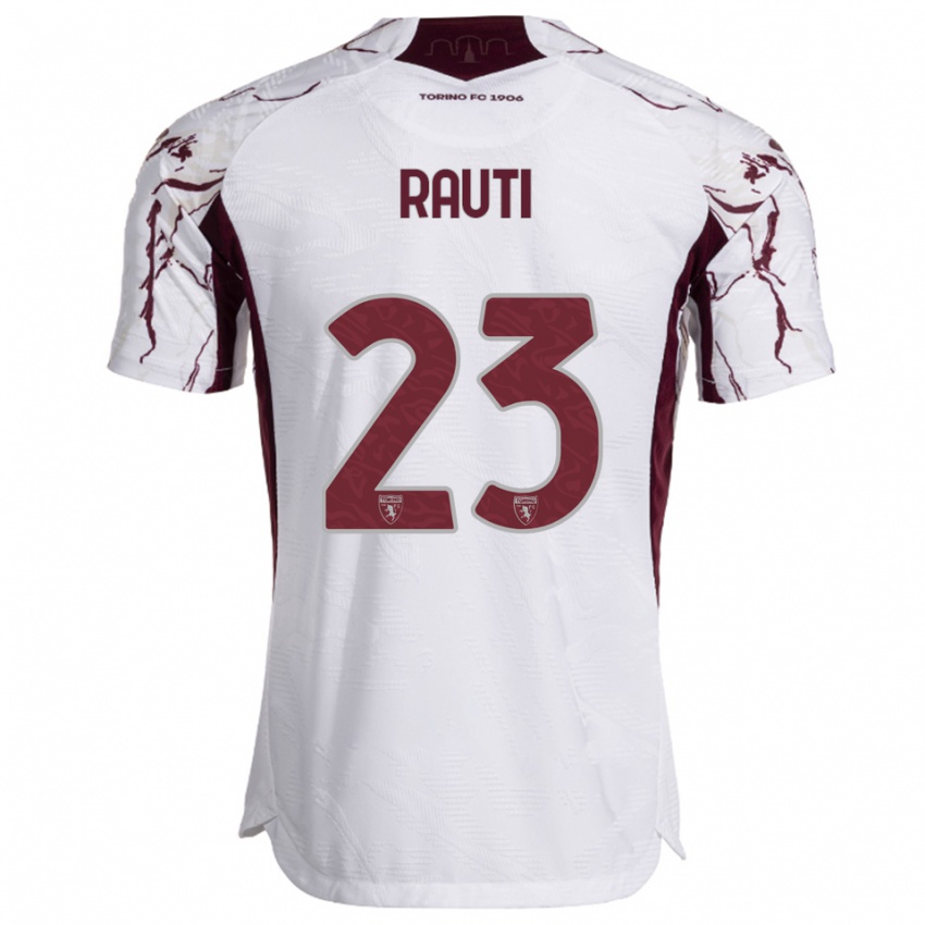 ילדים ניקולה ראוטי #23 לבן בורגונדי הרחק ג'רזי 2025/26 חולצה קצרה