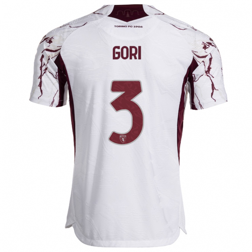 ילדים גבריאלה גורי #3 לבן בורגונדי הרחק ג'רזי 2025/26 חולצה קצרה