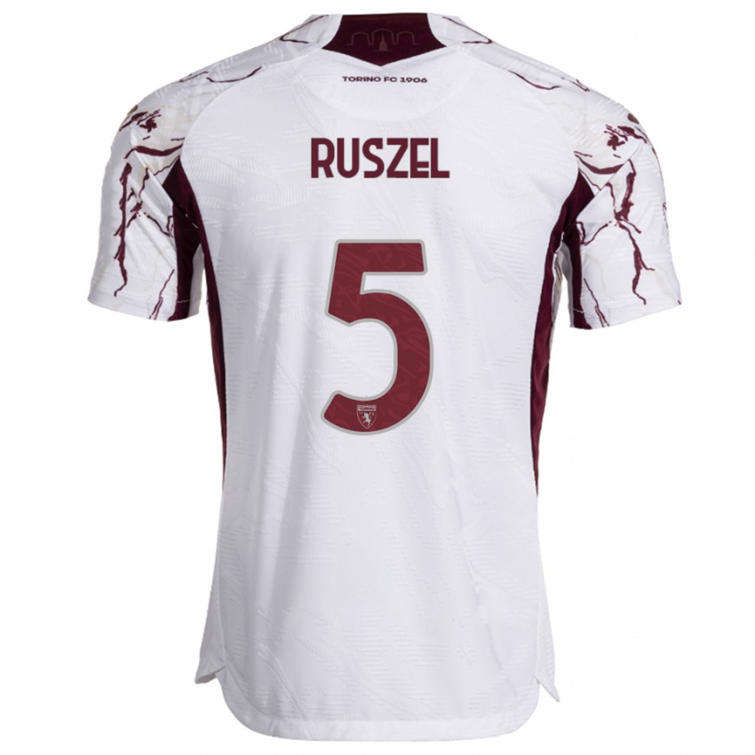 ילדים מרסל ראסל #5 לבן בורגונדי הרחק ג'רזי 2025/26 חולצה קצרה