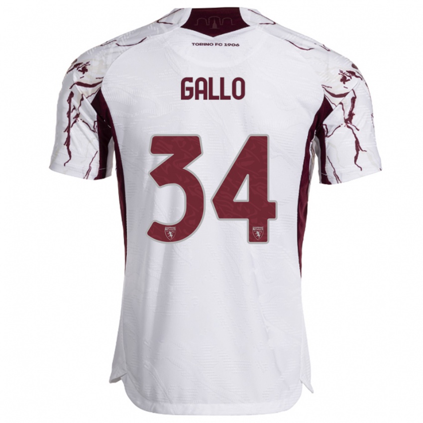 ילדים טומאסו גאלו #34 לבן בורגונדי הרחק ג'רזי 2025/26 חולצה קצרה