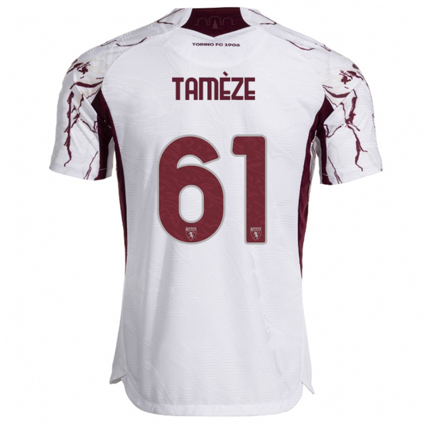 ילדים אדריאן טאמזה #61 לבן בורגונדי הרחק ג'רזי 2025/26 חולצה קצרה