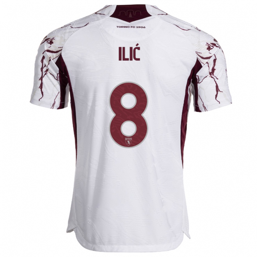 ילדים איבן איליץ' #8 לבן בורגונדי הרחק ג'רזי 2025/26 חולצה קצרה