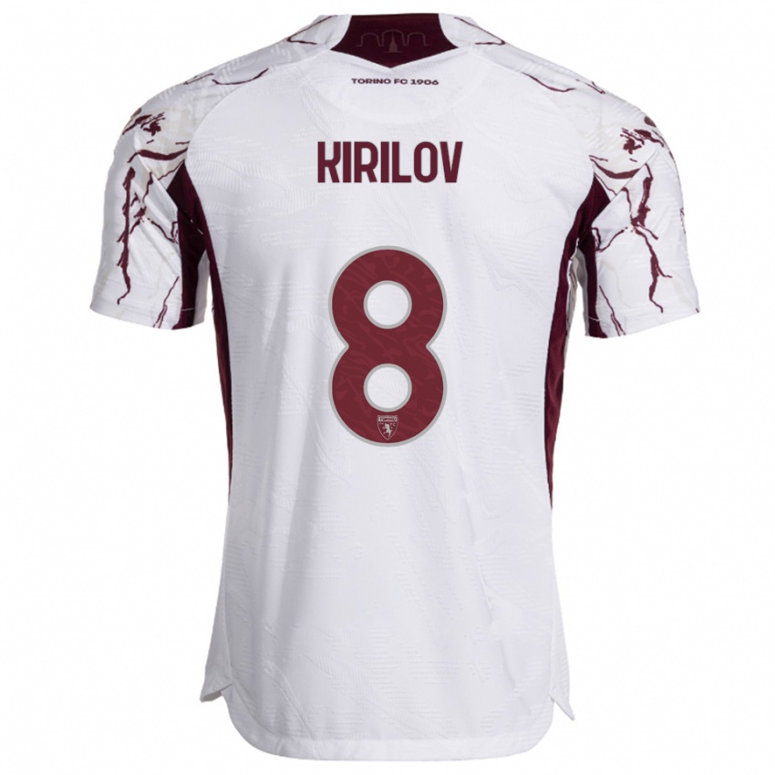 ילדים מרטין קירילוב #8 לבן בורגונדי הרחק ג'רזי 2025/26 חולצה קצרה