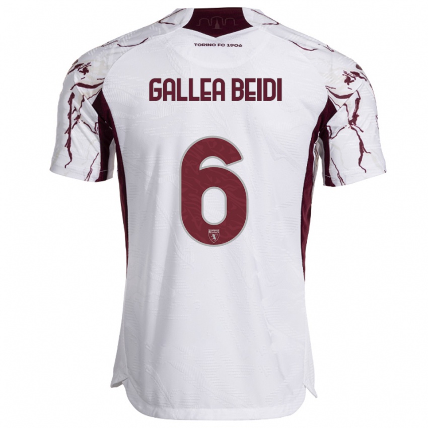 ילדים Francesco Gallea Beidi #6 לבן בורגונדי הרחק ג'רזי 2025/26 חולצה קצרה