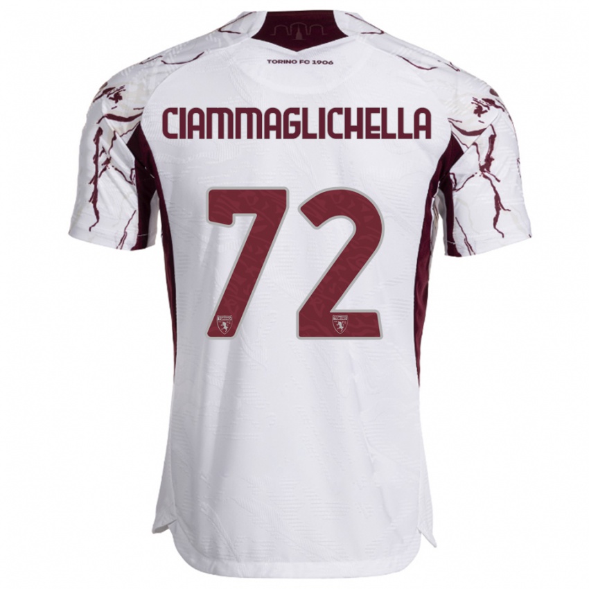 ילדים אהרון צ'ימגליצ'לה #72 לבן בורגונדי הרחק ג'רזי 2025/26 חולצה קצרה