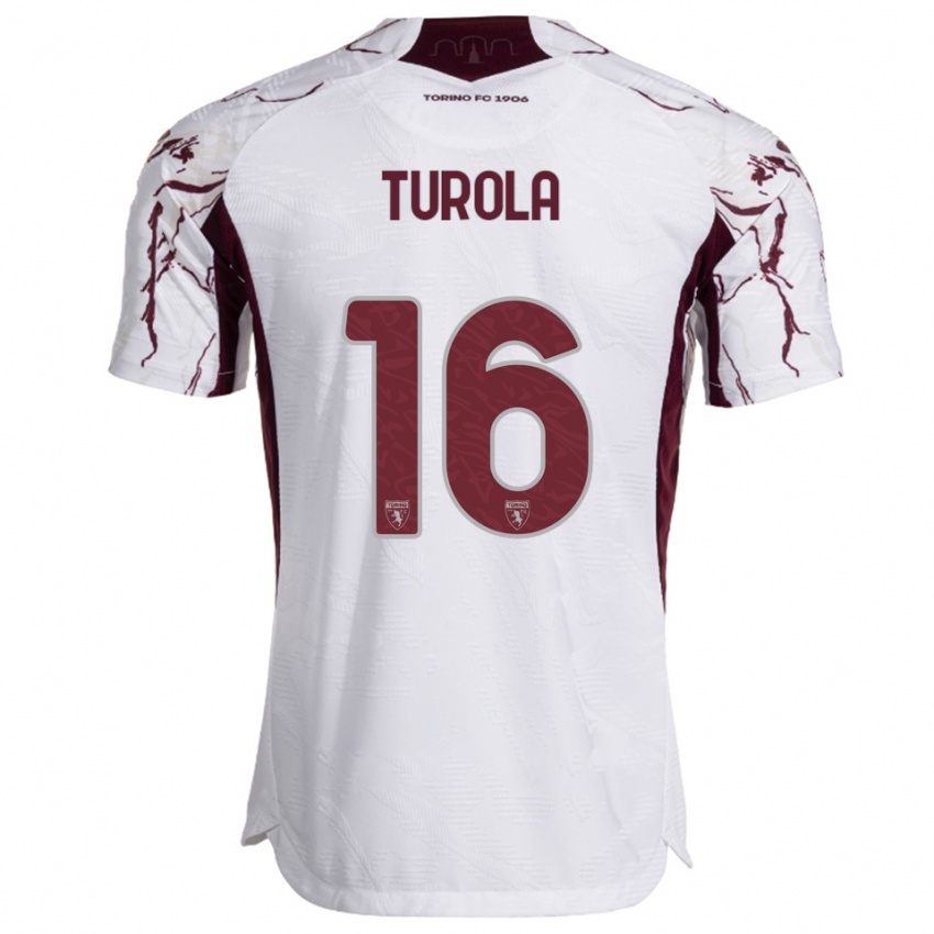 ילדים כריסטיאן טורולה #16 לבן בורגונדי הרחק ג'רזי 2025/26 חולצה קצרה