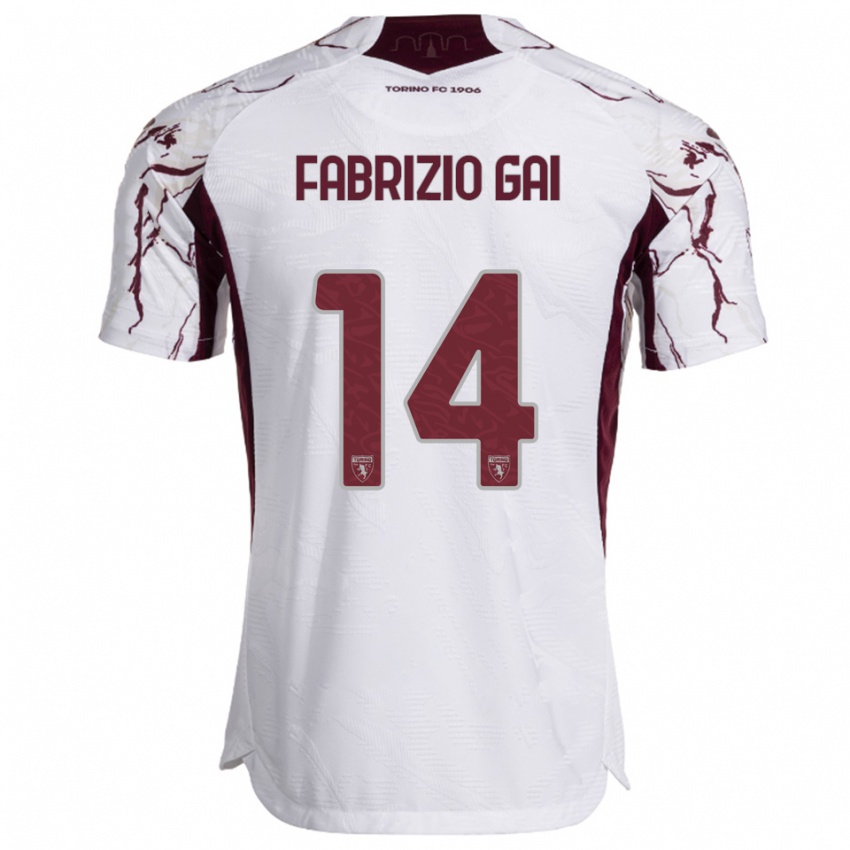 ילדים פבריציו גאי #14 לבן בורגונדי הרחק ג'רזי 2025/26 חולצה קצרה