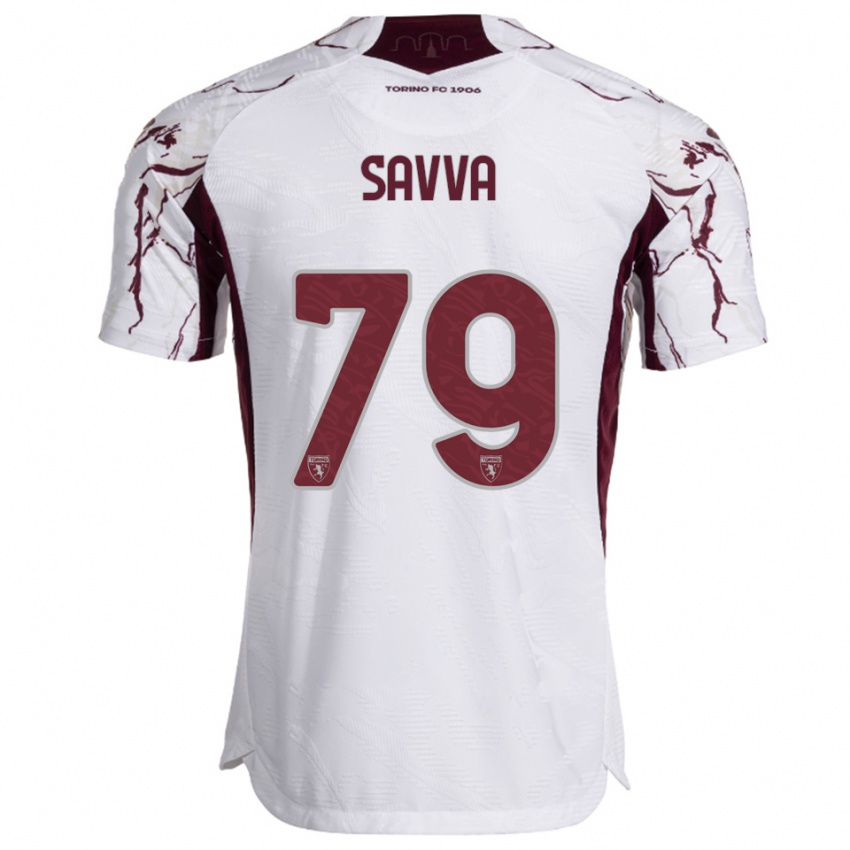 ילדים זאנוס סאבה #79 לבן בורגונדי הרחק ג'רזי 2025/26 חולצה קצרה