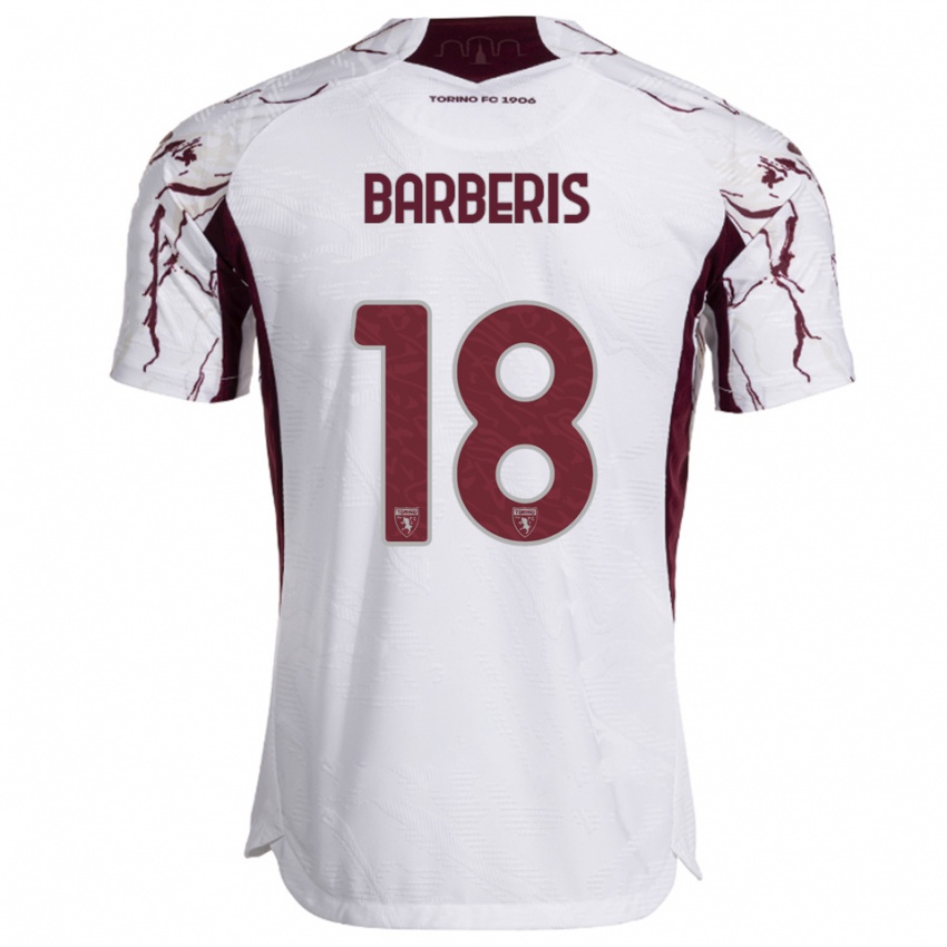 ילדים לורה ברבריס #18 לבן בורגונדי הרחק ג'רזי 2025/26 חולצה קצרה
