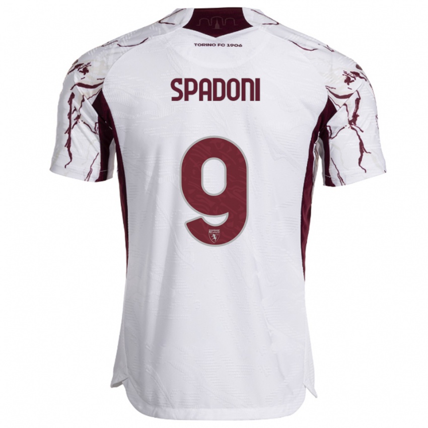 ילדים ארתור ספאדוני #9 לבן בורגונדי הרחק ג'רזי 2025/26 חולצה קצרה