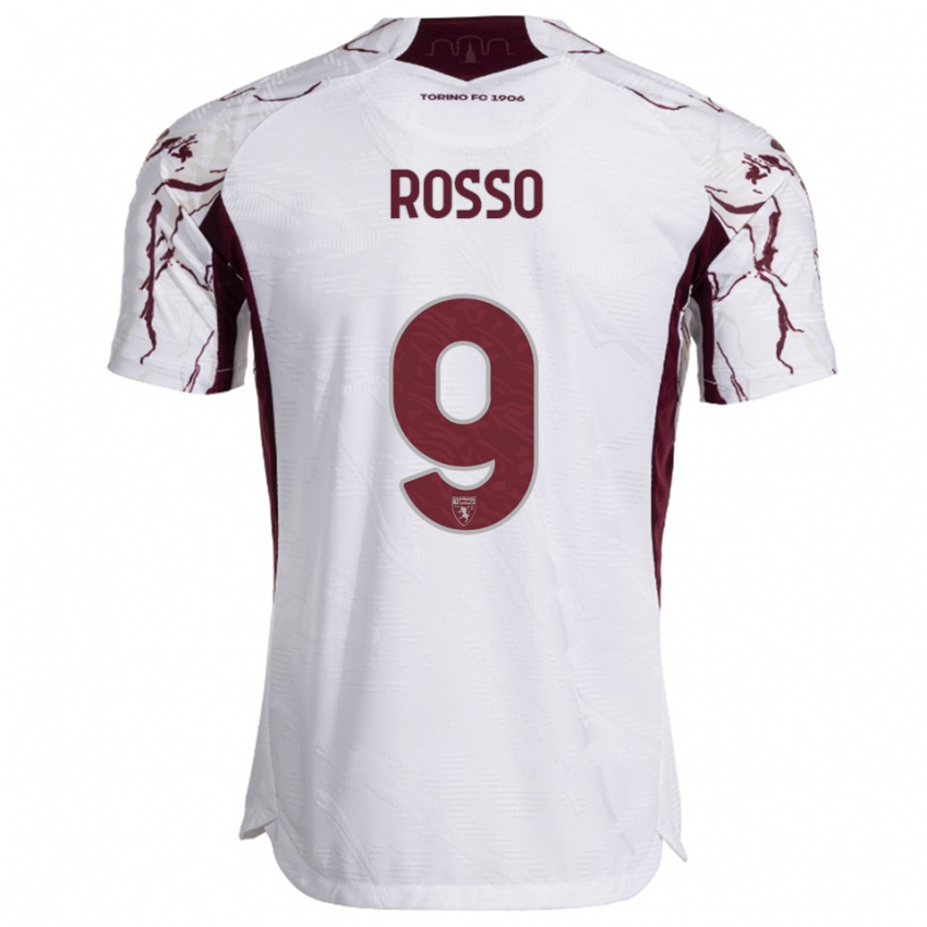 ילדים אלאונורה רוסו #9 לבן בורגונדי הרחק ג'רזי 2025/26 חולצה קצרה