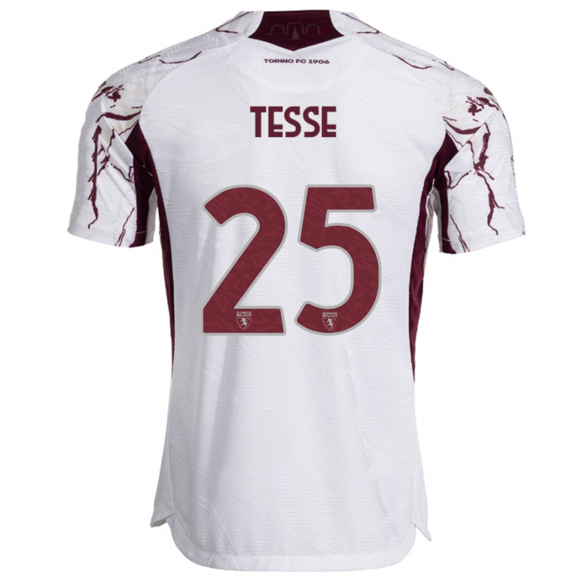 ילדים מנואלה טסה #25 לבן בורגונדי הרחק ג'רזי 2025/26 חולצה קצרה