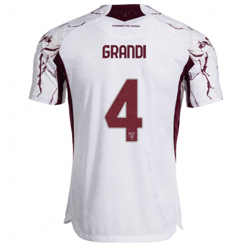 ילדים לורנצו גרנדי #4 לבן בורגונדי הרחק ג'רזי 2025/26 חולצה קצרה