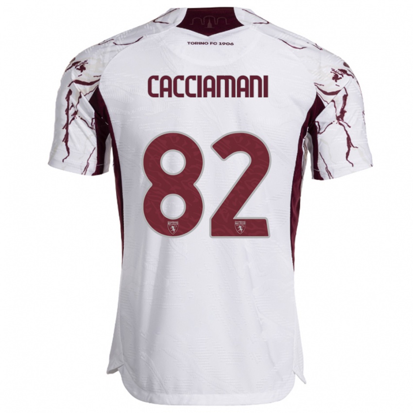 ילדים אלסיו קצ'אמני #82 לבן בורגונדי הרחק ג'רזי 2025/26 חולצה קצרה