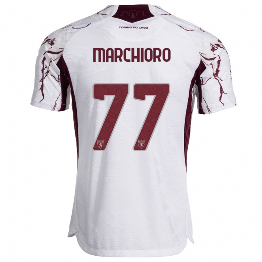 ילדים אנג׳לו רפאלה מרקיורו #77 לבן בורגונדי הרחק ג'רזי 2025/26 חולצה קצרה
