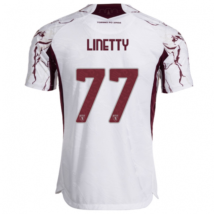 ילדים קרול לינטי #77 לבן בורגונדי הרחק ג'רזי 2025/26 חולצה קצרה