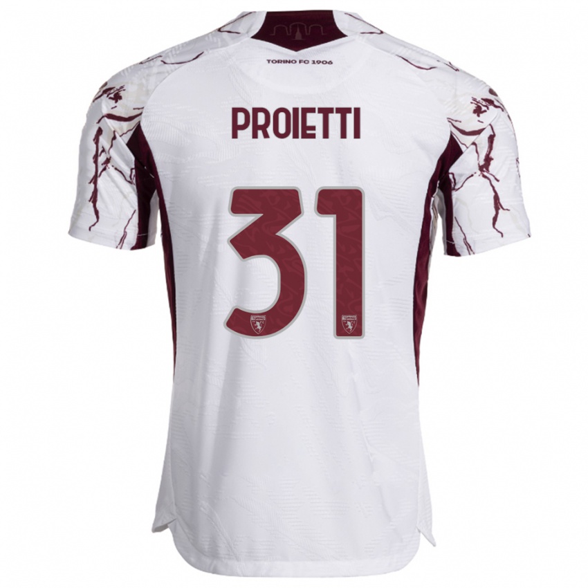 ילדים ריקרדו פרואיטי #31 לבן בורגונדי הרחק ג'רזי 2025/26 חולצה קצרה