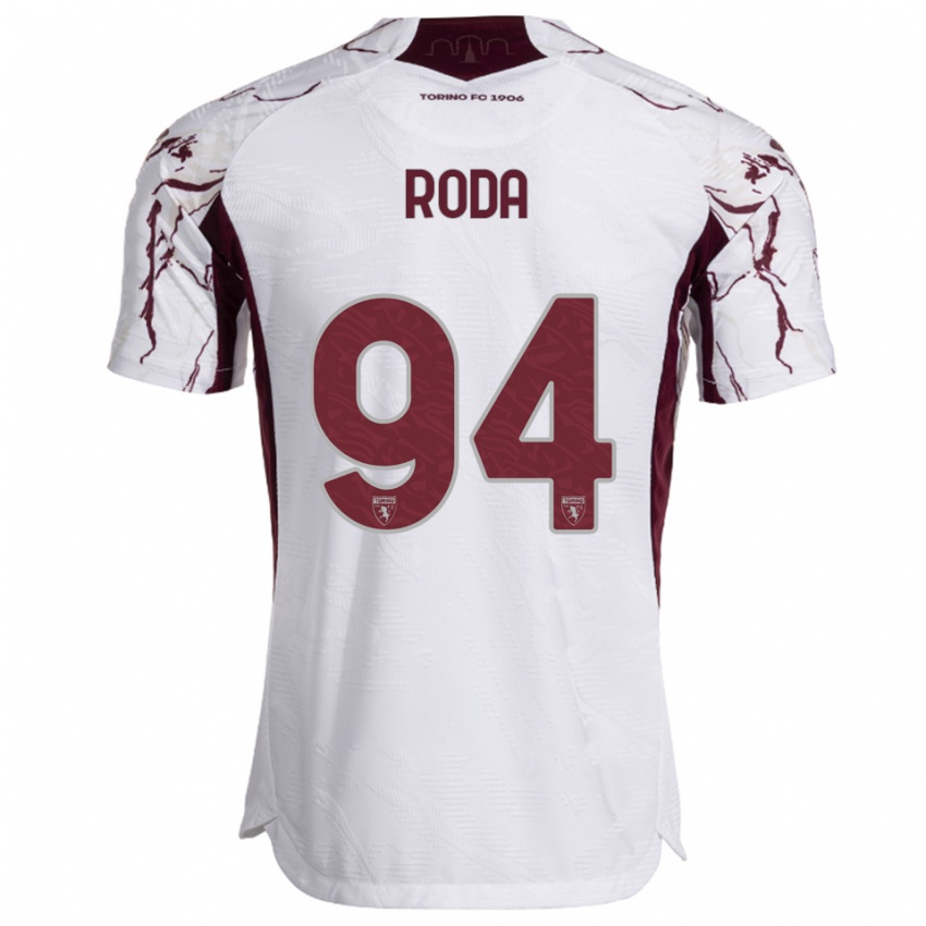 ילדים Alex Roda #94 לבן בורגונדי הרחק ג'רזי 2025/26 חולצה קצרה