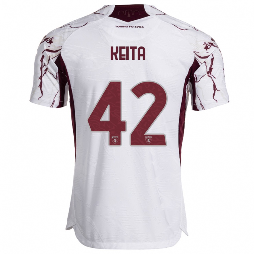 ילדים קרמוקו קייטה #42 לבן בורגונדי הרחק ג'רזי 2025/26 חולצה קצרה