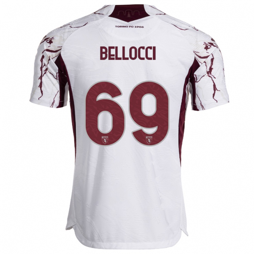 ילדים אנדראה בלוצ׳י #69 לבן בורגונדי הרחק ג'רזי 2025/26 חולצה קצרה