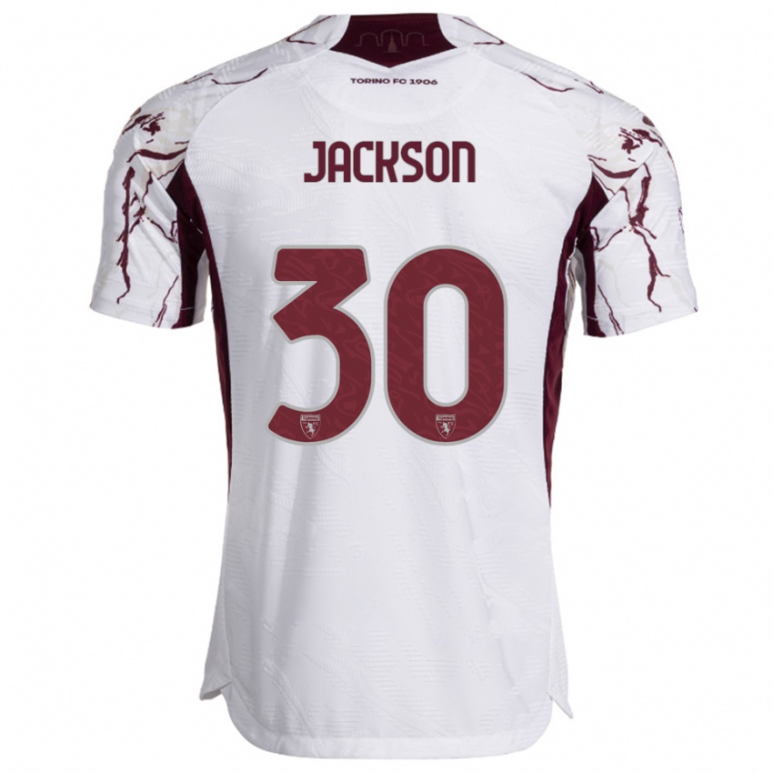 ילדים מייקל ג'קסון #30 לבן בורגונדי הרחק ג'רזי 2025/26 חולצה קצרה