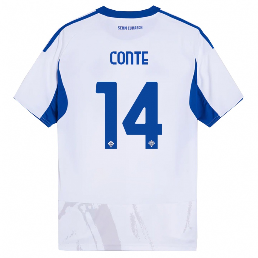 ילדים Federico Conte #14 לבן כחול הרחק ג'רזי 2025/26 חולצה קצרה