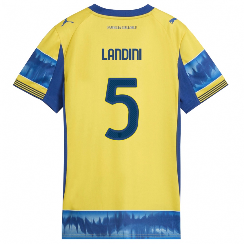 ילדים Simone Landini #5 צהוב כחול הרחק ג'רזי 2025/26 חולצה קצרה
