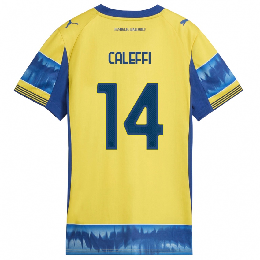 ילדים Riccardo Caleffi #14 צהוב כחול הרחק ג'רזי 2025/26 חולצה קצרה