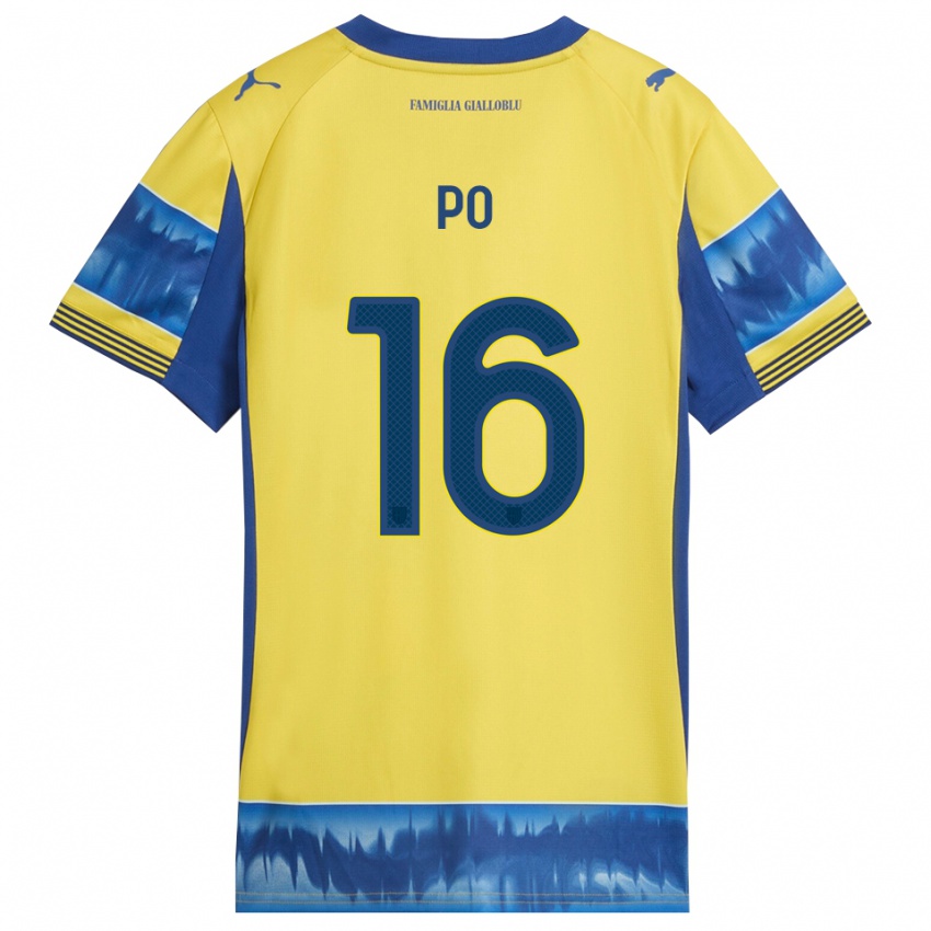 ילדים Federico Po #16 צהוב כחול הרחק ג'רזי 2025/26 חולצה קצרה
