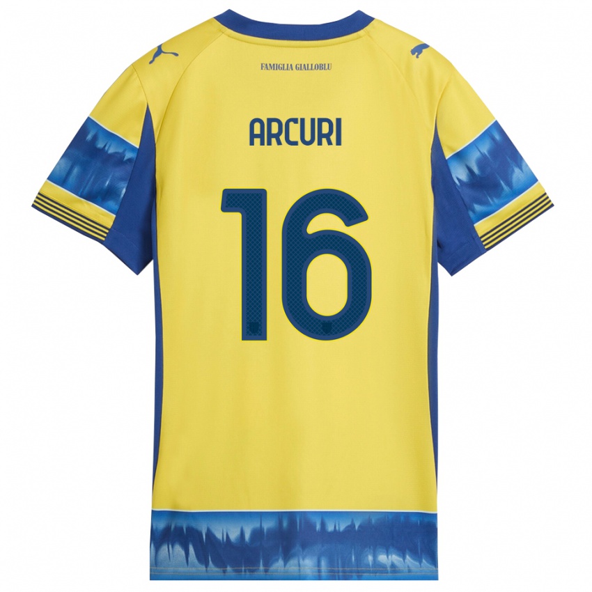 ילדים Francesco Arcuri #16 צהוב כחול הרחק ג'רזי 2025/26 חולצה קצרה