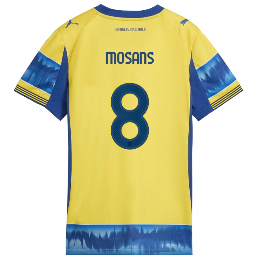 ילדים Kristaps Mosans #8 צהוב כחול הרחק ג'רזי 2025/26 חולצה קצרה
