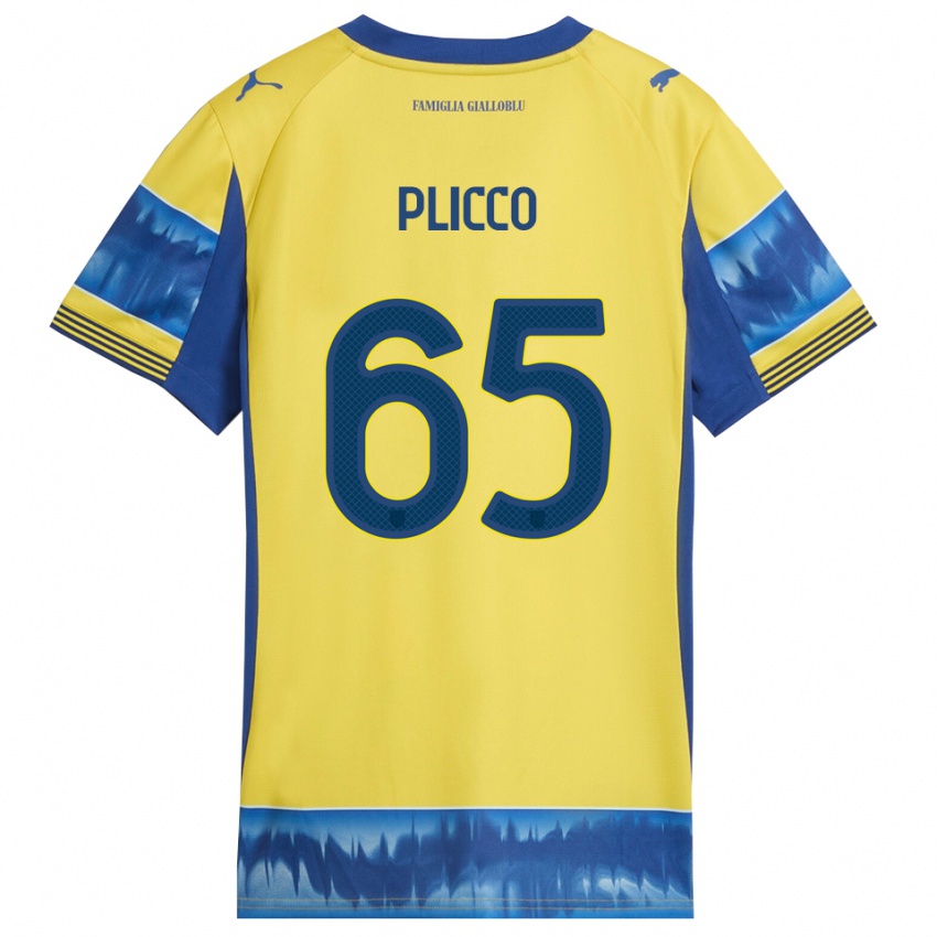 ילדים Elia Plicco #65 צהוב כחול הרחק ג'רזי 2025/26 חולצה קצרה