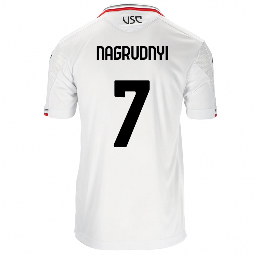 ילדים Vladyslav Nagrudnyi #7 לבן אדום הרחק ג'רזי 2025/26 חולצה קצרה