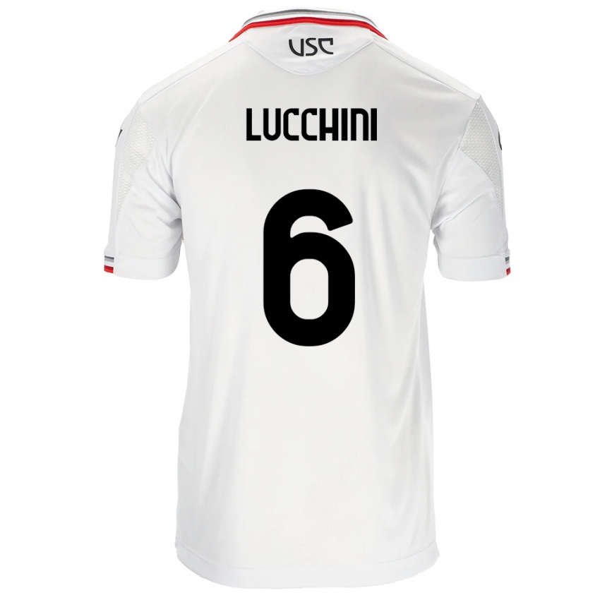ילדים Matteo Lucchini #6 לבן אדום הרחק ג'רזי 2025/26 חולצה קצרה