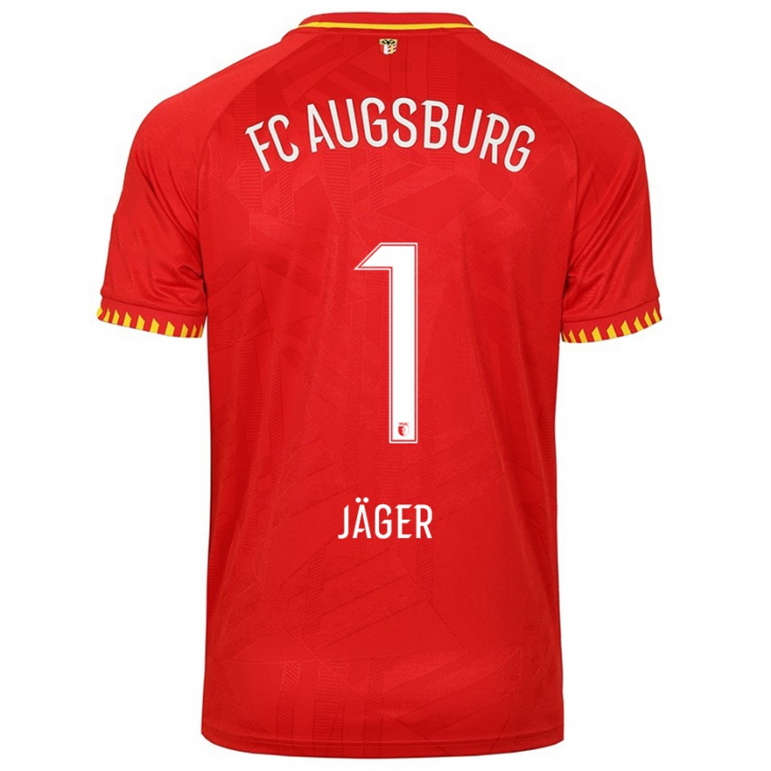 ילדים Tobias Jäger #1 אדום צהוב הרחק ג'רזי 2025/26 חולצה קצרה