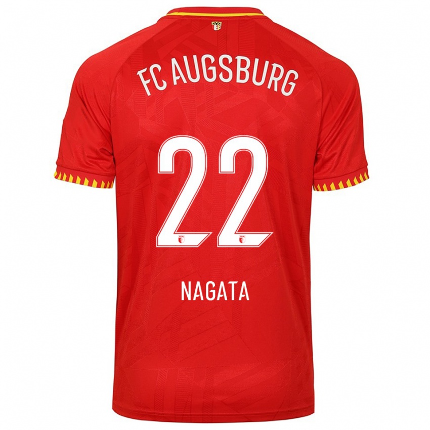 ילדים Ryoji Nagata #22 אדום צהוב הרחק ג'רזי 2025/26 חולצה קצרה