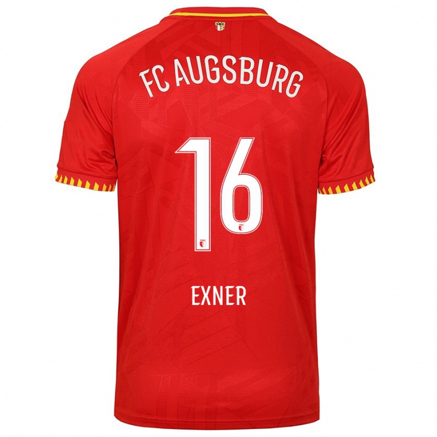 ילדים Ben Exner #16 אדום צהוב הרחק ג'רזי 2025/26 חולצה קצרה