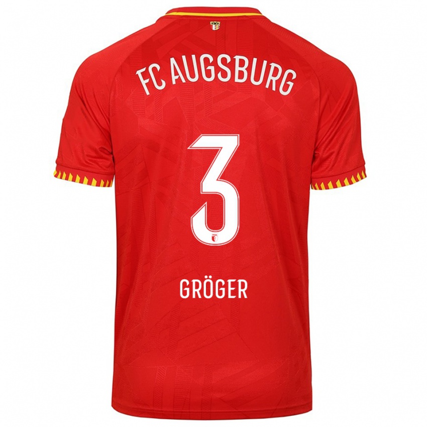 ילדים Elias Gröger #3 אדום צהוב הרחק ג'רזי 2025/26 חולצה קצרה