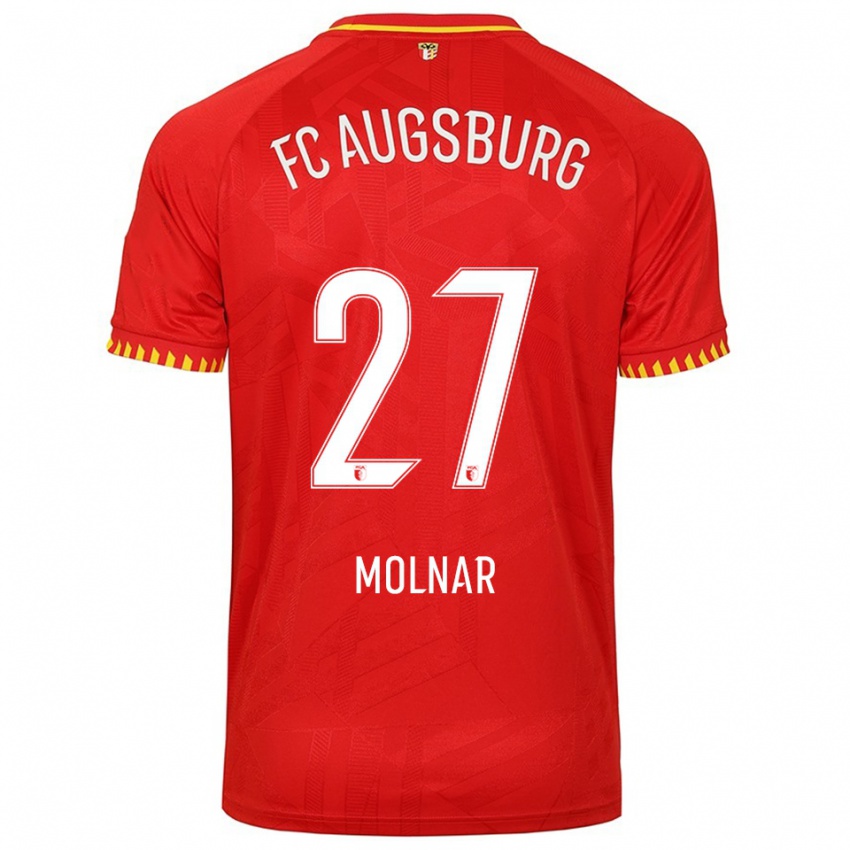 ילדים Lars Molnar #27 אדום צהוב הרחק ג'רזי 2025/26 חולצה קצרה