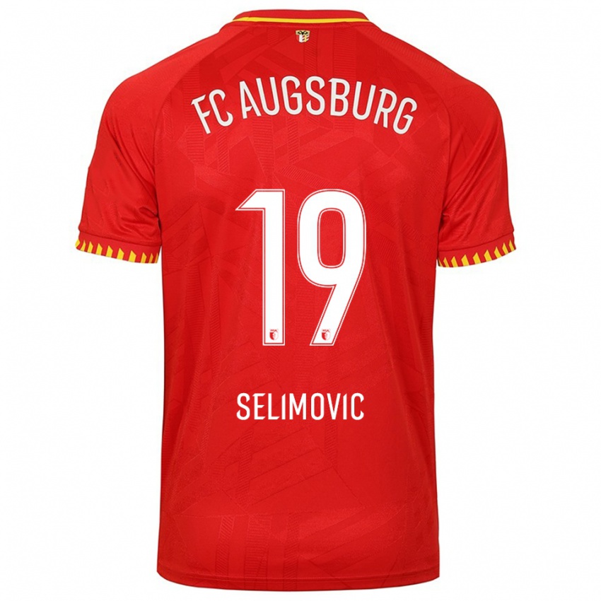 ילדים Amar Selimovic #19 אדום צהוב הרחק ג'רזי 2025/26 חולצה קצרה