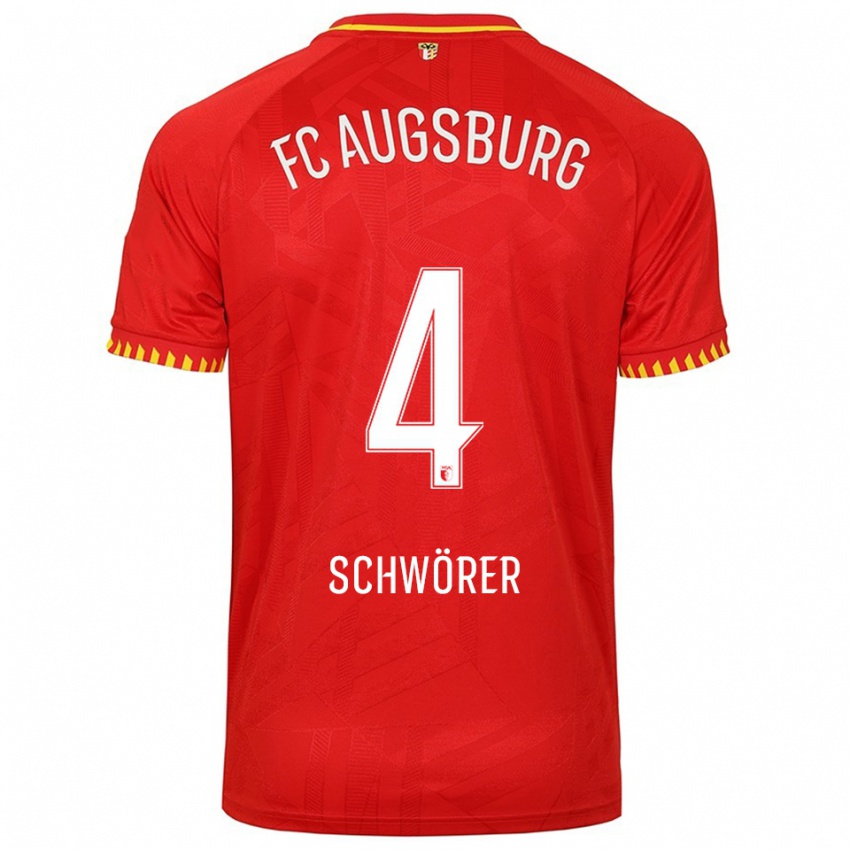 ילדים Julia Schwörer #4 אדום צהוב הרחק ג'רזי 2025/26 חולצה קצרה