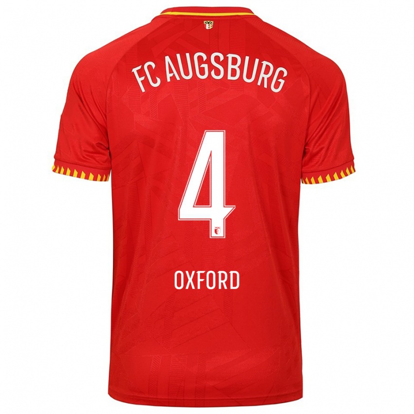 ילדים Reece Oxford #4 אדום צהוב הרחק ג'רזי 2025/26 חולצה קצרה