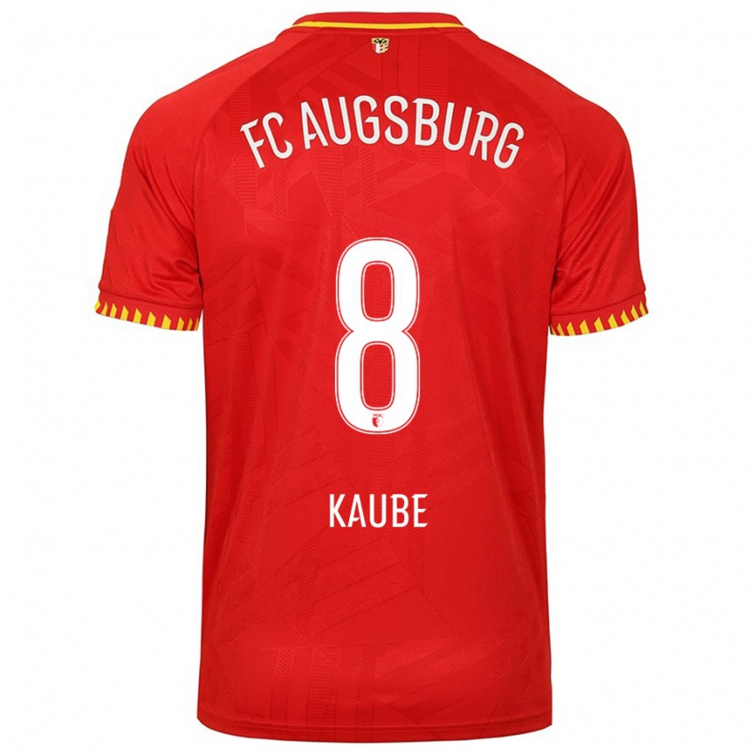 ילדים Moritz Kaube #8 אדום צהוב הרחק ג'רזי 2025/26 חולצה קצרה