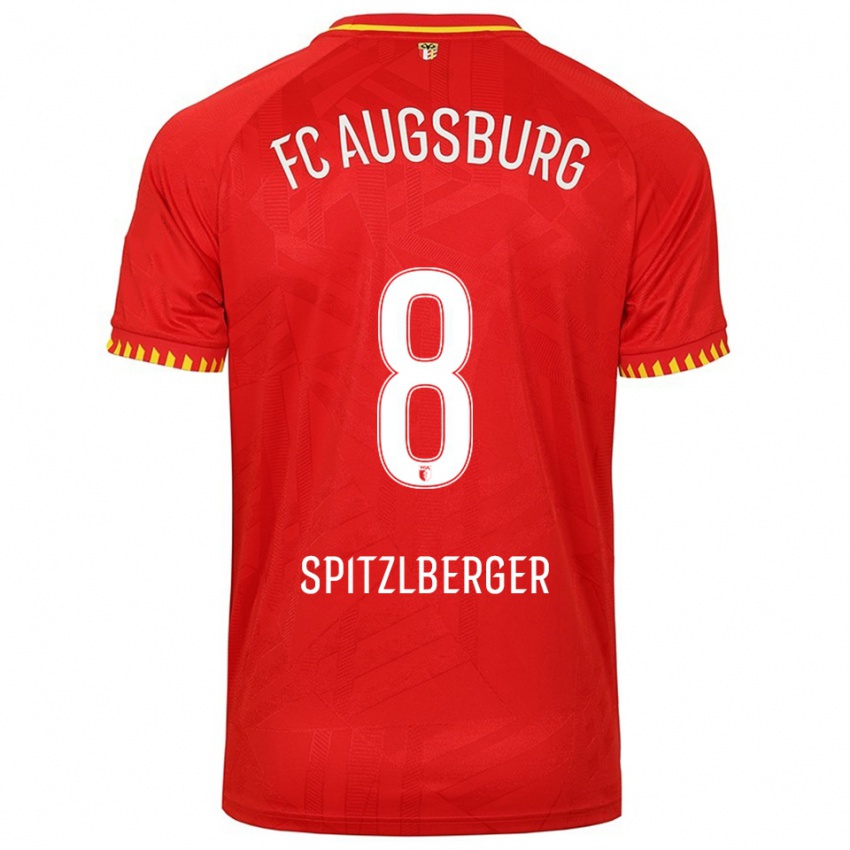 ילדים Jordan Spitzlberger #8 אדום צהוב הרחק ג'רזי 2025/26 חולצה קצרה