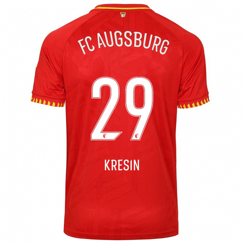 ילדים Constantin Kresin #29 אדום צהוב הרחק ג'רזי 2025/26 חולצה קצרה