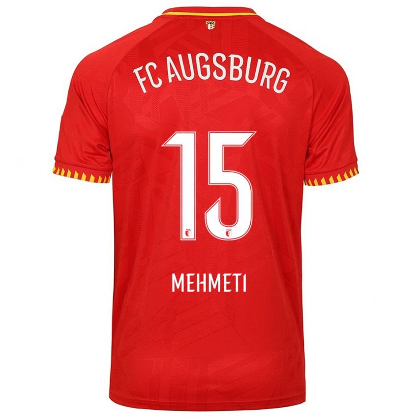 ילדים Bleona Mehmeti #15 אדום צהוב הרחק ג'רזי 2025/26 חולצה קצרה