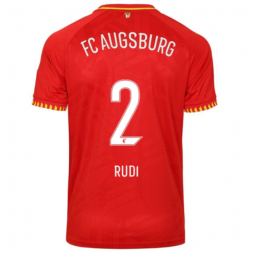 ילדים Rafael Rudi #2 אדום צהוב הרחק ג'רזי 2025/26 חולצה קצרה