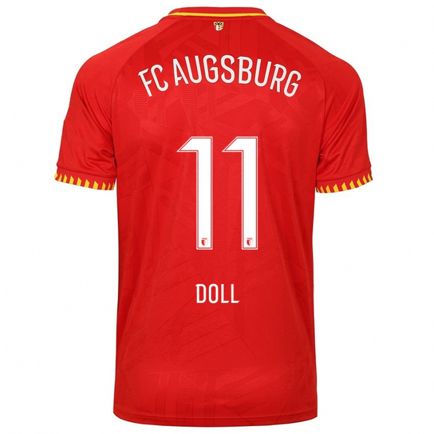 ילדים Lena Doll #11 אדום צהוב הרחק ג'רזי 2025/26 חולצה קצרה